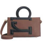 BORSA BROWN/BLACK MANICO TONDO E TRACOLLA