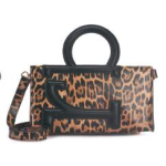 BORSA LEOPARD/BLACK MANICO TONDO CON TRACOLLA