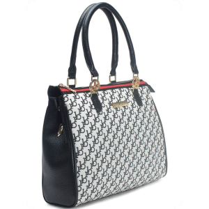 BORSA WHITE/BLACK PRINTING STRISCIA RED IN ALTO E TRACOLLA