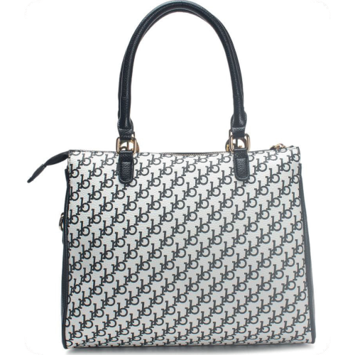 BORSA WHITE/BLACK PRINTING STRISCIA RED IN ALTO E TRACOLLA