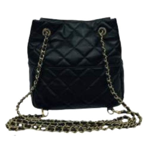 BORSA BLACK TRAPUNTATA CON LEOPARD SUL TASCHINO