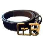 CINTURA BLACK RB ORRIZZONTALE FIBBIA GOLD-L