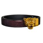 CINTURA BROWN CON FIBBIA LEOPARD GOLD-L