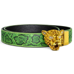 CINTURA GREEN CON FIBBIA LEOPARD GOLD-L