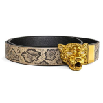 CINTURA BEIGE/SNAKE CON FIBBIA LEOPARD GOLD-L