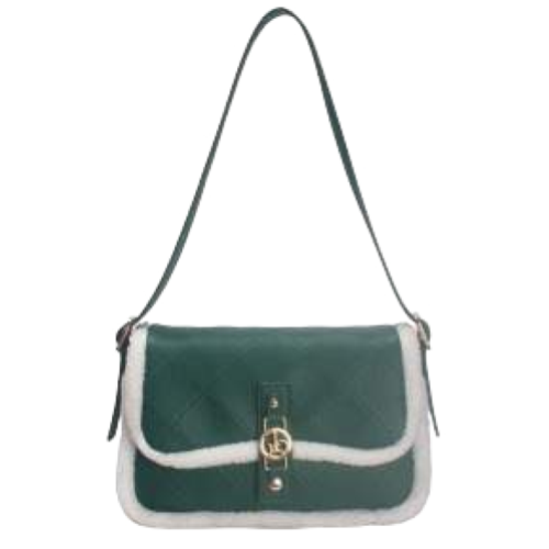BORSA GREEN CON PELLICCIA AI BORDI E SOLO TRACOLLA