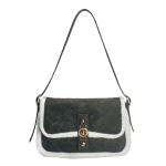 BORSA GREEN CAMOSCIO CON PELLICCIA BEIGE AI BORDI E SOLO TRACOLLA