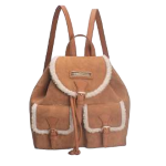 ZAINO BROWN CAMOSCIO BORDI IN PELLICCIA BEIGE