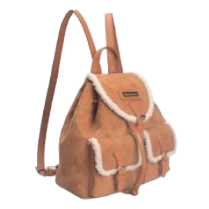 ZAINO BROWN CAMOSCIO BORDI IN PELLICCIA BEIGE