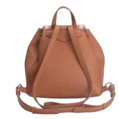 ZAINO BROWN CON BORDI IN PELLICCIA BEIGE 