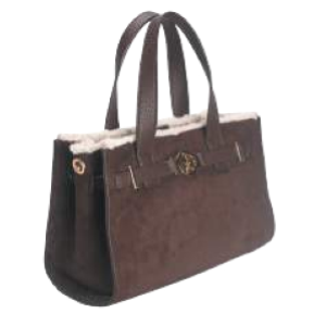 BORSA COFFEE CAMOSCIO BORDO IN PELLICCIA BEIGE 