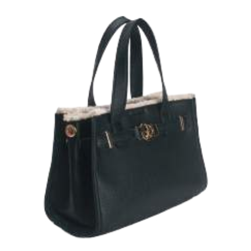BORSA BLACK CON BORDO IN PELLICCIA BEIGE
