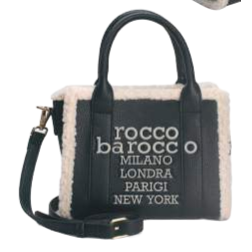 BORSA BLACK CON BORDI IN PELLICCIA BEIGE
