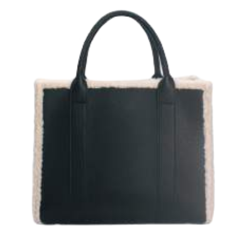 BORSA BLACK CON BORDI IN PELLICCIA BEIGE