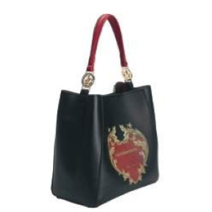 BORSA BLACK CON CUORE E MANICO RED