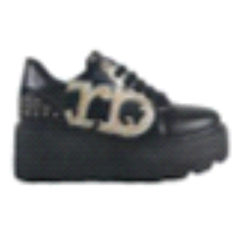 SCARPA BLACK BORCHIE GOLD CON RB STAMAPATO