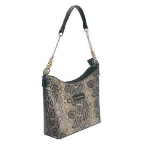 BORSA BROWN SNAKE CON MANICO MEZZA CATENA ORO E TRACOLLA