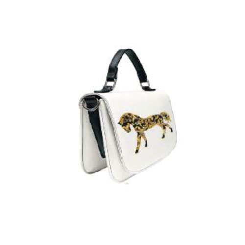 BORSA WHITE CON CAVALLO TRACOLLA E MANICO BLACK