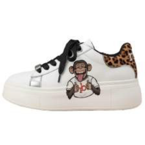 SCARPA WHITE/LEOPARD CON MONKEY LATERALE